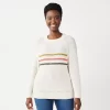 Women's Sonoma Goods For Life® All Over Stitch Crewneck Sweater -Sonoma Goods For Life Shop 4923526 Beige Stripe