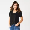 Petite Sonoma Goods For Life® Everyday Short Sleeve V-Neck Tee -Sonoma Goods For Life Shop 5234230 Black