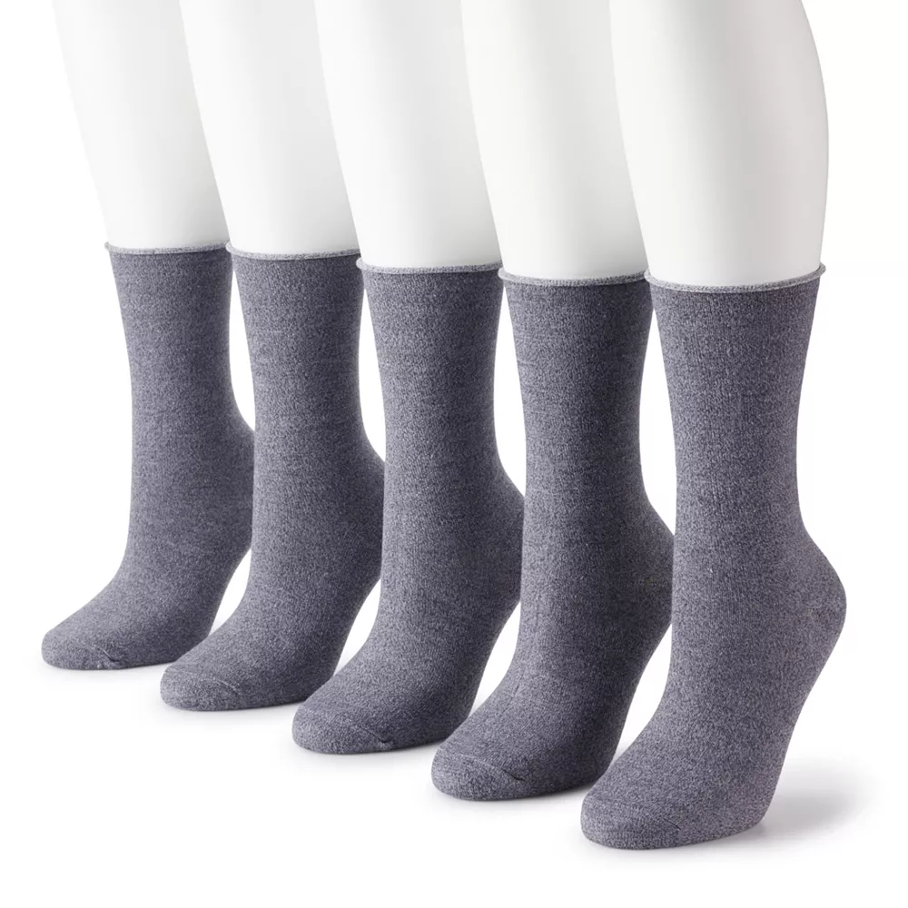 Women's Sonoma Goods For Life® 5-Pack Roll Top Crew Socks 3 Women's Sonoma Goods For Life® 5-Pack Roll Top Crew Socks