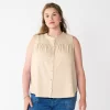 Plus Size Sonoma Goods For Life® Solid Ruffled Button-Front Tank -Sonoma Goods For Life Shop 5575169 Paradise Sand