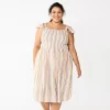 Plus Size Sonoma Goods For Life® Smocked Bodice Midi Dress -Sonoma Goods For Life Shop 5584078 Tan Multi Stripe