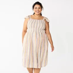 Plus Size Sonoma Goods For Life® Smocked Bodice Midi Dress