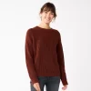 Petite Sonoma Goods For Life® Drop Shoulder Pullover Sweater -Sonoma Goods For Life Shop 5587850 Brown