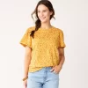 Women's Sonoma Goods For Life® Seamed Flutter Sleeve Top -Sonoma Goods For Life Shop 5611922 Gold Red Floral