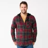 Men's Sonoma Goods For Life® Hooded Flannel Button-Down Shirt -Sonoma Goods For Life Shop 5640627 Burgundy Plaid