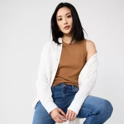 Women's Sonoma Goods For Life® Slim Fit High Neck Rib Tank -Sonoma Goods For Life Shop 5651280 ALT2