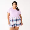 Plus Size Sonoma Goods For Life® Short Sleeve Pajama Top & Pajama Shorts Sleep Set -Sonoma Goods For Life Shop 5673713 Purple Color Pld