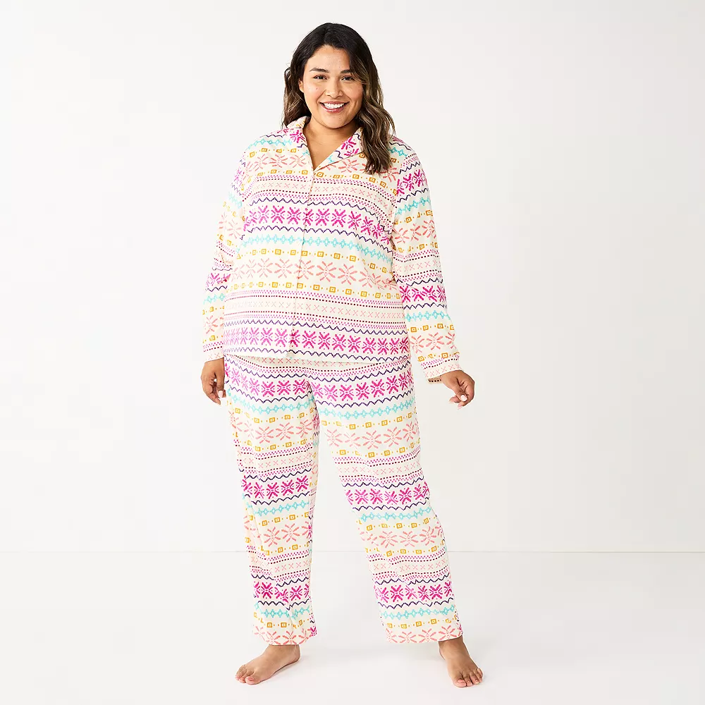 Plus Size Sonoma Goods For Life® Velour Pajama Shirt & Pajama Pants Sleep Set 3 Plus Size Sonoma Goods For Life® Velour Pajama Shirt & Pajama Pants Sleep Set