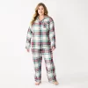 Plus Size Sonoma Goods For Life® Flannel Pajama Shirt & Pajama Pants Sleep Set -Sonoma Goods For Life Shop 5677717 Ivory Festive Plaid