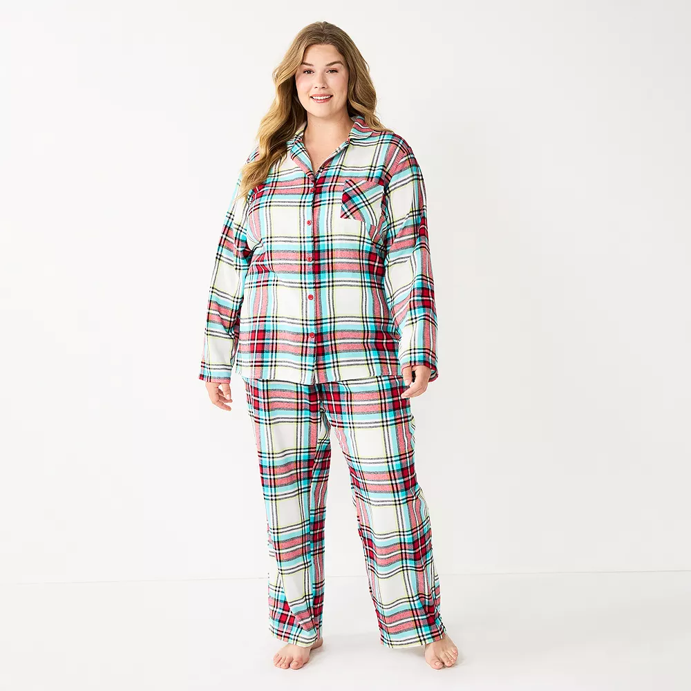 Plus Size Sonoma Goods For Life® Flannel Pajama Shirt & Pajama Pants Sleep Set 3 Plus Size Sonoma Goods For Life® Flannel Pajama Shirt & Pajama Pants Sleep Set
