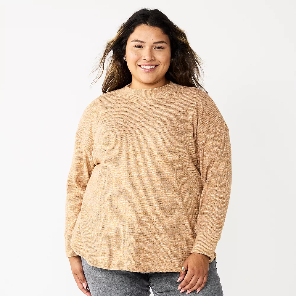 Plus Size Sonoma Goods For Life® Mockneck Waffle Top 3 Plus Size Sonoma Goods For Life® Mockneck Waffle Top
