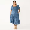 Plus Size Sonoma Goods For Life® Smocked Tiered Midi Dress 2 Plus Size Sonoma Goods For Life® Smocked Tiered Midi Dress -Sonoma Goods For Life Shop 5805883 Slate Blue Floral