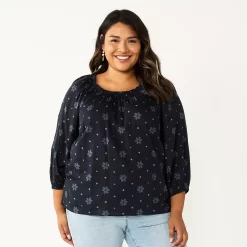 Plus Size Sonoma Goods For Life® Three Quarter Sleeve Top