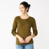 Women's Sonoma Goods For Life® Essential Henley Top -Sonoma Goods For Life Shop 5816147 Olive