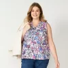 Plus Size Sonoma Goods For Life® Y-Neck Ruffle Tank -Sonoma Goods For Life Shop 5831170 Gray Purple Floral