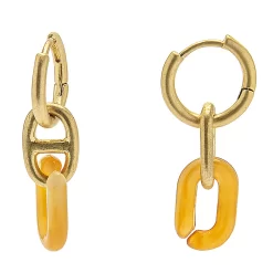 Sonoma Goods For Life® Gold Tone Orange Resin & Metal Link Huggie Drop Earrings