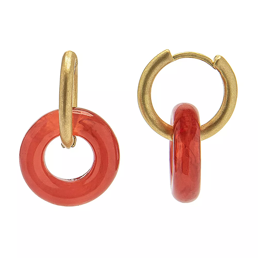 Sonoma Goods For Life® Gold Tone Round Orange Resin Link Huggie Drop Earrings 3 Sonoma Goods For Life® Gold Tone Round Orange Resin Link Huggie Drop Earrings