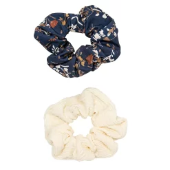 Sonoma Goods For Life® Cream Textured And Navy Floral Scrunchie Set