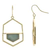 Sonoma Goods For Life® Gold Tone Green Stone Geometric Cutout Earrings