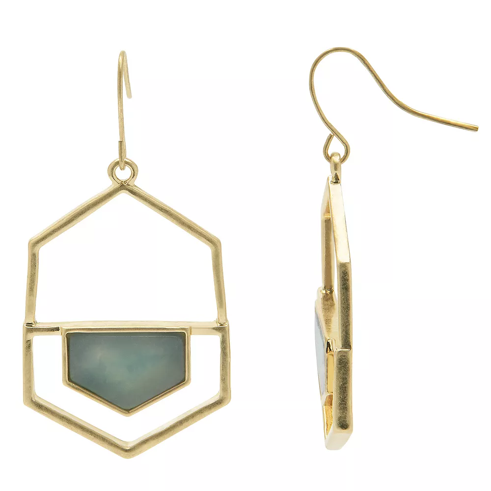 Sonoma Goods For Life® Gold Tone Green Stone Geometric Cutout Earrings 3 Sonoma Goods For Life® Gold Tone Green Stone Geometric Cutout Earrings