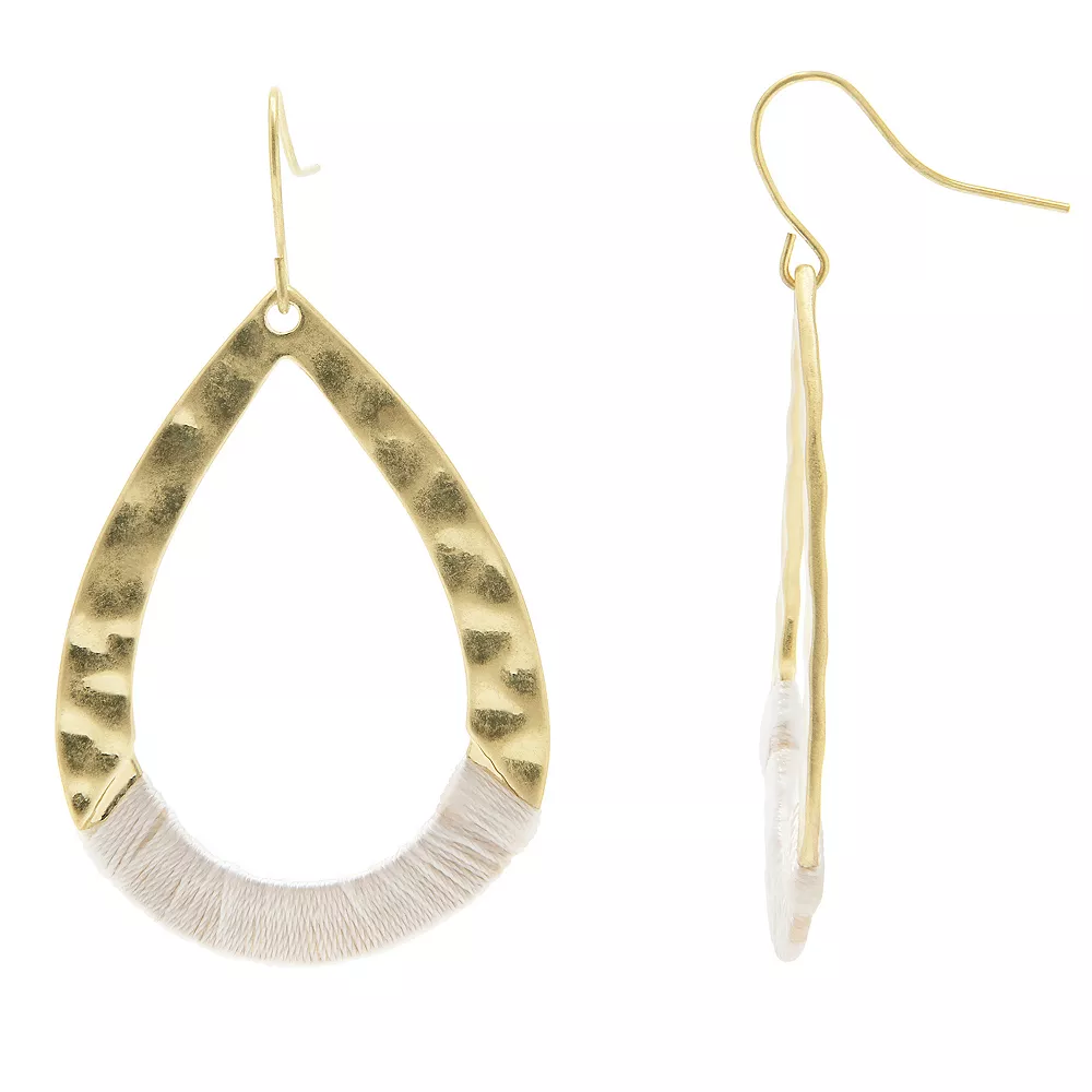 Sonoma Goods For Life® Hammered Ivory Threadwrap Teardrop Earrings 3 Sonoma Goods For Life® Hammered Ivory Threadwrap Teardrop Earrings