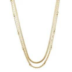 Sonoma Goods For Life® Gold Tone 3 Row Green Bead And Snake Chain Necklace
