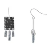 Sonoma Goods For Life® Silver Tone Hammered Square With Blue Stone Shaky Drop Earrings