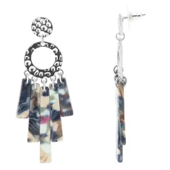 Sonoma Goods For Life® Silver Tone Hammered Post With Blue Acetate Shaky Stick Drop Earrings