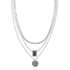 Sonoma Goods For Life® Silver Tone 3 Row Multi Chain With Hammered Pendants Necklace -Sonoma Goods For Life Shop 5912975
