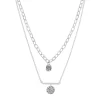 Sonoma Goods For Life® Silver Tone 2 Row Multi Chains With Hammered Pendants Necklace
