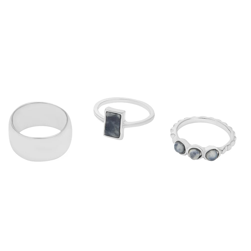 Sonoma Goods For Life® Silver Tone Blue Stone Statement Ring Set 3 Sonoma Goods For Life® Silver Tone Blue Stone Statement Ring Set