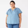 Plus Size Sonoma Goods For Life® Flutter Sleeve Y-Neck Top
