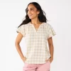Women's Sonoma Goods For Life® Flutter Sleeve Y Neck Top 1 Women's Sonoma Goods For Life® Flutter Sleeve Y Neck Top -Sonoma Goods For Life Shop 5931514 Ecru Gingham