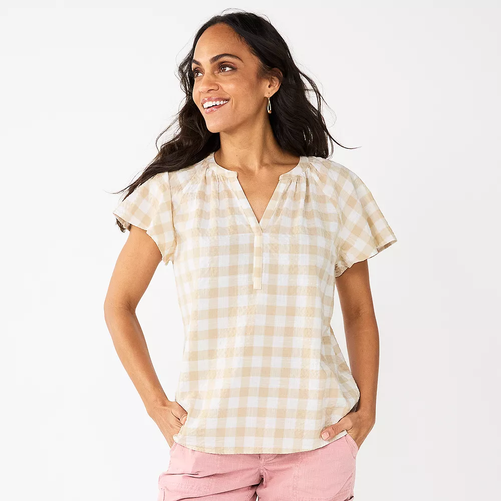 Petite Sonoma Goods For Life® Flutter Sleeve Y Neck Top 3 Petite Sonoma Goods For Life® Flutter Sleeve Y Neck Top