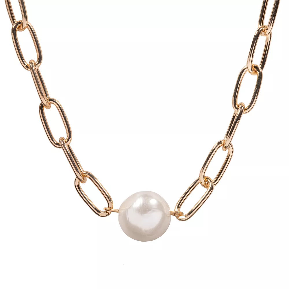 Sonoma Goods For Life® Gold Tone Simulated Pearl Chain Necklace 2 Sonoma Goods For Life® Gold Tone Simulated Pearl Chain Necklace