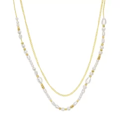 Sonoma Goods For Life® Gold Tone Beaded & Simulated Pearl Chain Layered Necklace